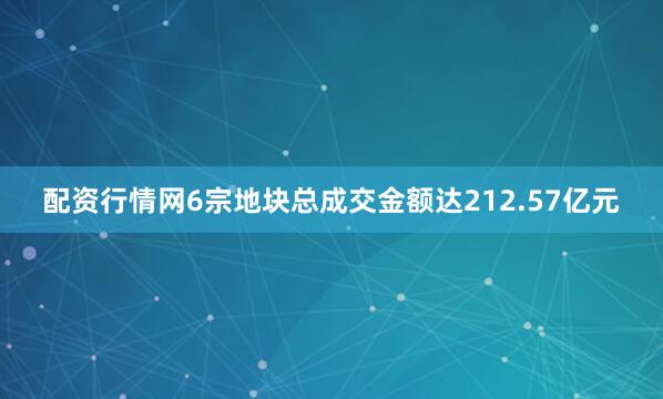 配资行情网6宗地块总成交金额达212.57亿元