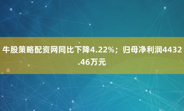 牛股策略配资网同比下降4.22%；归母净利润4432.46万元